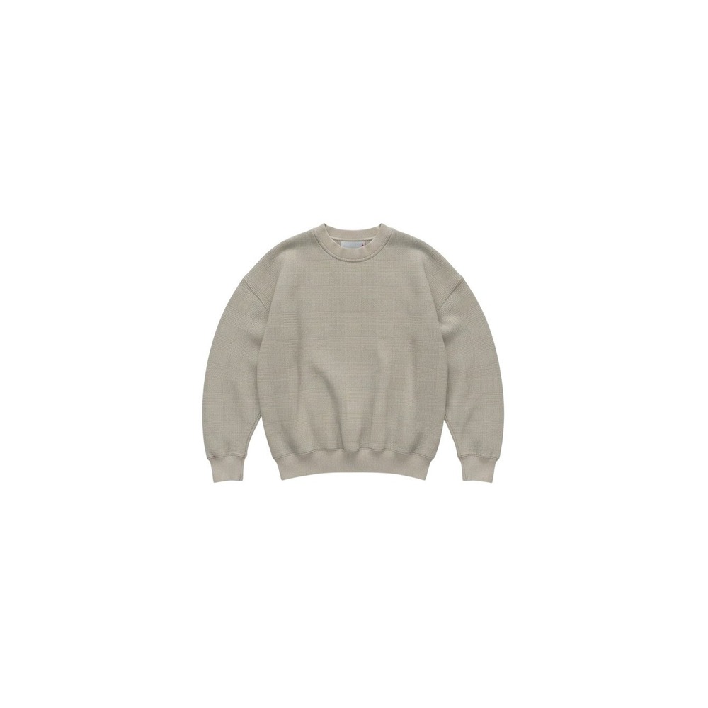 Slazenger Sweatshirt Mens M Cream Excellent Textured Grid Fleece Crewneck